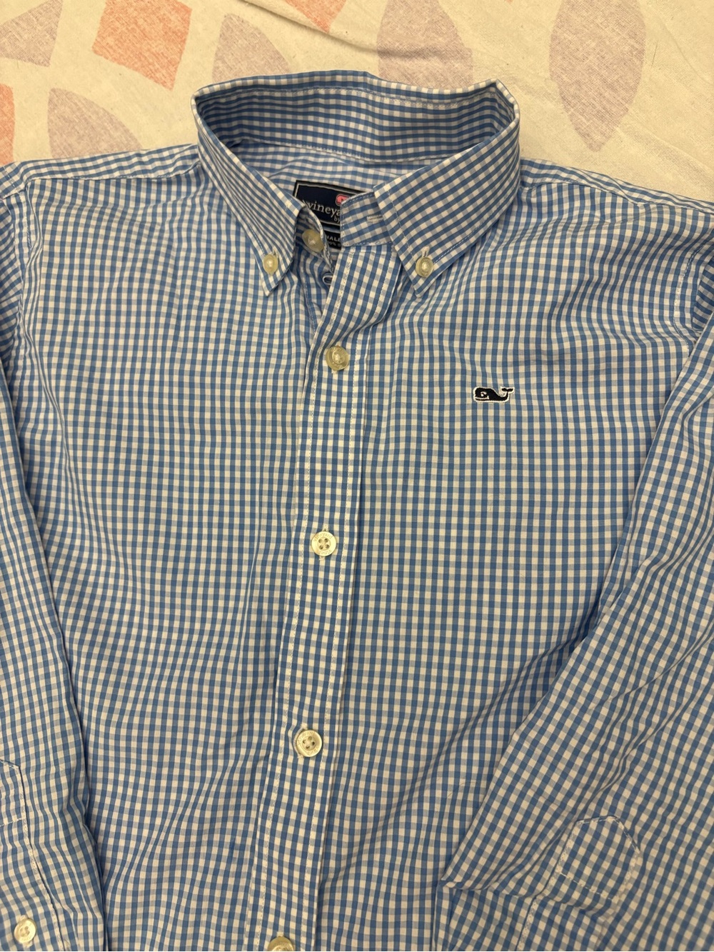 Vineyard Vines Light Blue & White Gingham Button-Down Shirt